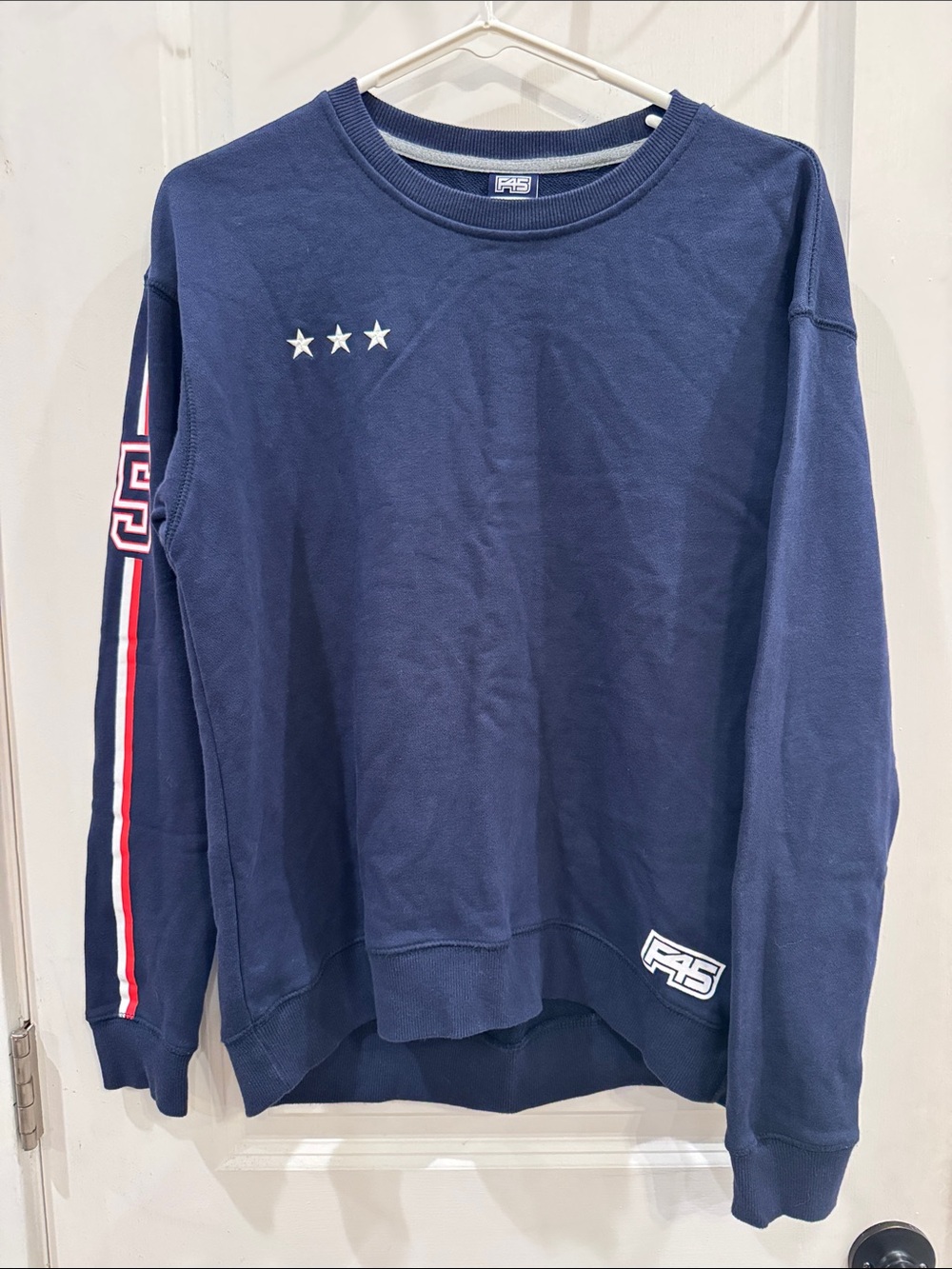 F45 Men's Navy Crewneck Sweatshirt Red White & Blue America 4th of July Freedom